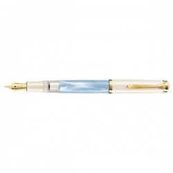 STILOU CLASSIC M200 EF, CU PISTON, PENITA DIN OTEL INOXIDABIL PLACATA CU AUR, ACCESORII PLACATE CU AUR, CORP PASTEL-BLUE, CUTIE CADOU