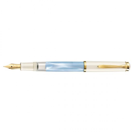 STILOU CLASSIC M200 EF, CU PISTON, PENITA DIN OTEL INOXIDABIL PLACATA CU AUR, ACCESORII PLACATE CU AUR, CORP PASTEL-BLUE, CUTIE CADOU
