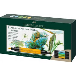 PITT ARTIST PEN DUAL MARKER SET 5 BUC ANIMALS FABER-CASTELL
