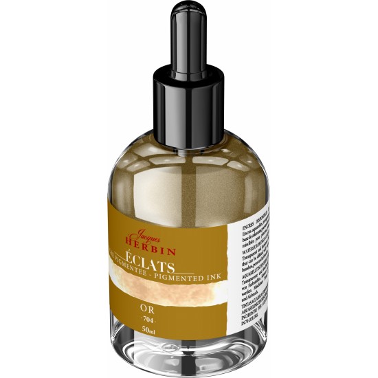 CALIMARA 50 ML JACQUES HERBIN FINE ARTS ECLATS PIGMENTED OR / GOLD