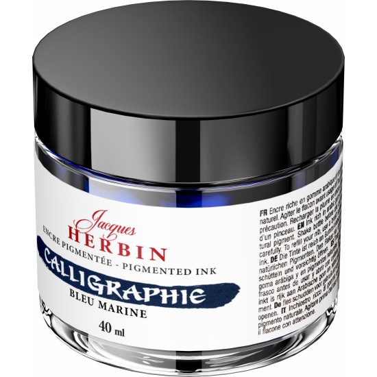 CALIMARA 40 ML JACQUES HERBIN FINE ARTS CALLIGRAPHY PIGMENTED BLEU MARINE / BLUE NAVY