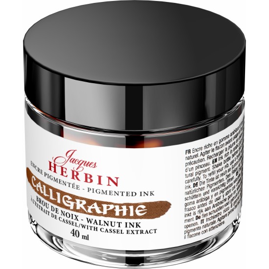 CALIMARA 40 ML JACQUES HERBIN FINE ARTS CALLIGRAPHY PIGMENTED BROU DE NOIX / BROWN LIGHT