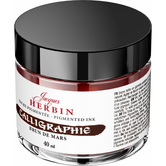 CALIMARA 40 ML JACQUES HERBIN FINE ARTS CALLIGRAPHY PIGMENTED BRUN DE MARS / BROWN