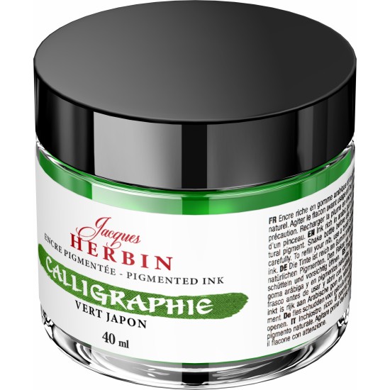 CALIMARA 40 ML JACQUES HERBIN FINE ARTS CALLIGRAPHY PIGMENTED VERT JAPON / GREEN LIME