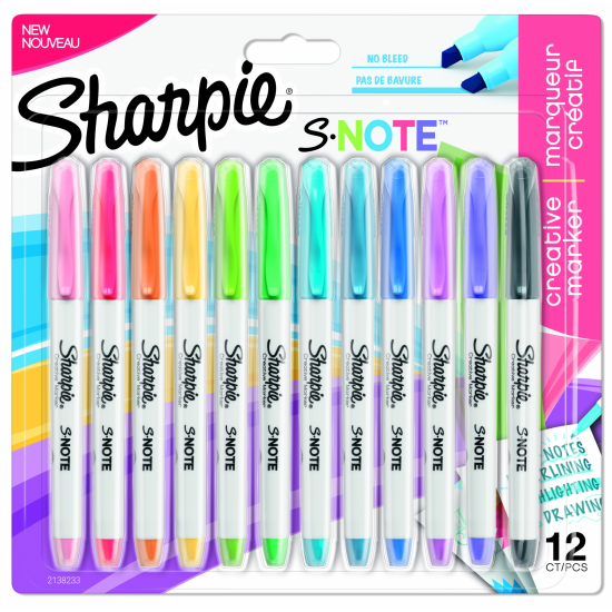 SET SHARPIE S-NOTE / 12 MARKERE COLORING