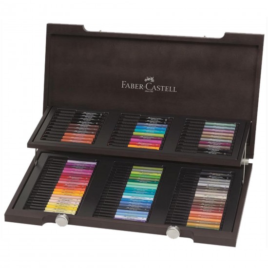 Creioane colorate FABER-CASTELL PITT Artist 90 buc/set, cutie lemn