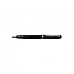 Stilou Pilot Heritage 91 negru varf gros penita placata cu aur si capac finisaj argintiu