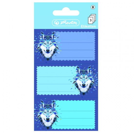 ETICHETE SCOLARE WILD ANIMALS WOLF SET 3X3 COLI