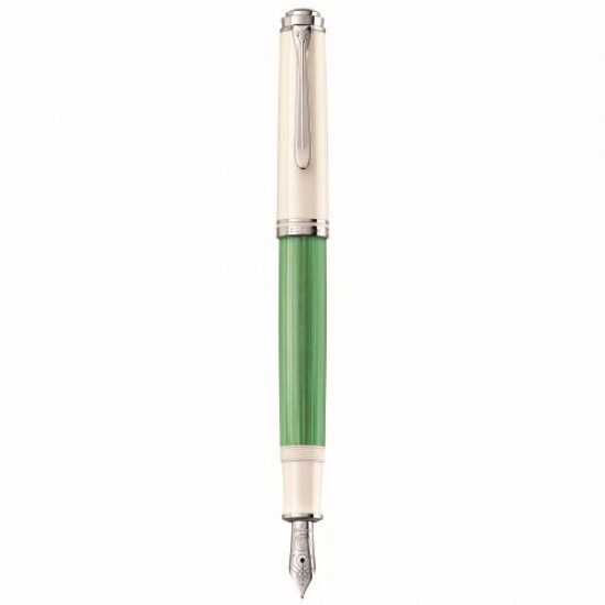 STILOU SOUVERAN M605 PENITA M CORP GREEN-WHITE ACCESORII PLACATE CU ARGINT CUTIE CADOU