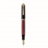 STILOU SOUVERAN M800 F PENITA AUR 18K, ACCESORII PLACATE CU AUR, CORP NEGRU-ROSU
