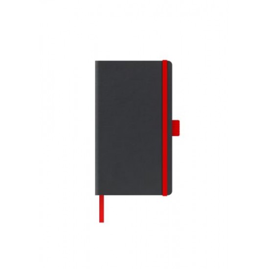 AGENDA NEDATATA A5 CASTELLI, COPERTA RIGIDA  NEGRU, ELASTIC ROSU, DICTANDO IVORY