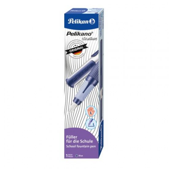 STILOU PELIKANO STRUCTURE, PENITA L, GRIP ERGONOMIC, PENTRU STANGACI, 1 PATRON MARE ALBASTRU INCLUS, CULOARE ALBASTRU, IN CUTIE DE CARTON