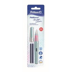 STILOU PELIKANO MAGIC OCEAN, PENITA M, PENTRU DREPTACI, INCLUDE 2 PATROANE MARI DE CERNEALA, BLISTER