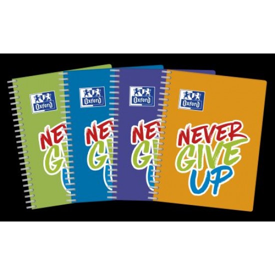 CAIET OXFORD NEVER GIVE UP, A4, 80 FILE, HARTIE OPTIK 90G/MP, COPERTA PP, SPIRA DUBLA, DIVERSE CULORI, PATRATELE CAIET OXFORD NEVER GIVE UP, A4, 80 FILE, HARTIE OPTIK 90G/MP, COPERTA PP, SPIRA DUBLA, DIVERSE CULORI, PATRATELE