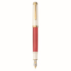 STILOU SOUVERAN M600 EDITIE SPECIALA RED-WHITE, PENITA F AUR 14K, ACCESORII PLACATE CU PALADIU, CORP ROSU-ALB, CUTIE CADOU