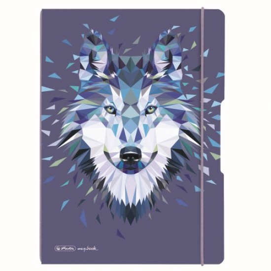 CAIET MY.BOOK FLEX A4 2X40F DICTANDO+PATRATELE MOTIV WILD ANIMALS WOLF