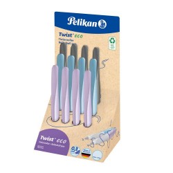 ROLLER TWIST ECO, GRIP ERGONOMIC, AMBIDEXTRU, 2 REZERVE ALBASTRE INCLUSE, 3 CULORI MOV DESCHIS/ALBASTRU DESCHIS/GRI DESCHIS, DISPLAY 12 BUC
