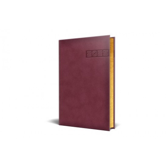 AGENDA DATATA RO A5, 352 PAGINI, COPERTA DIN PIELE SINTETICA, PREMIUM DELUXE TEANO, CULOARE BORDO, MARGINI FOLIO AURIU, 2024