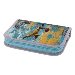 PENAR NEECHIPAT CU 1 CLAPA, FERMOAR ASCUNS, INTERIOR TEXTIL, DIMENSIUNE 13.5 X 19.5 X 3 CM, MOTIV BASKETBALL