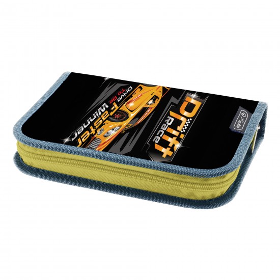 PENAR ECHIPAT 34 PIESE CU 2 CLAPE, INCLUDE ARTICOLE DE COLORIAJ, ARTICOLE PENTRU SCRIS SI STERS, FERMOAR ASCUNS, INTERIOR TEXTIL, DIMENSIUNE 13.5 X 19.5 X 3.5 CM, MOTIV DRIFT