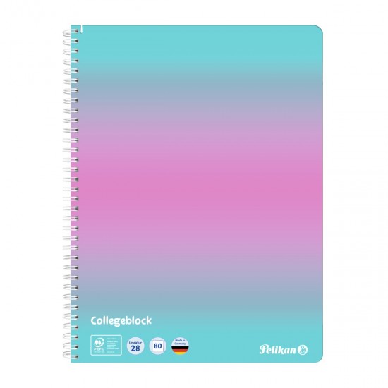 CAIET A4 80 FILE SPIRA PATRATELE PERFORAT COLOR EDITION, PEFC, CULOARE ROZ/MENTA CAIET A4 80 FILE SPIRA PATRATELE PERFORAT COLOR EDITION, PEFC, CULOARE ROZ/MENTA