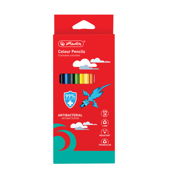 CREIOANE COLORATE TRIUNGHIULARE BACTERIOSTATICE 3MM SET12