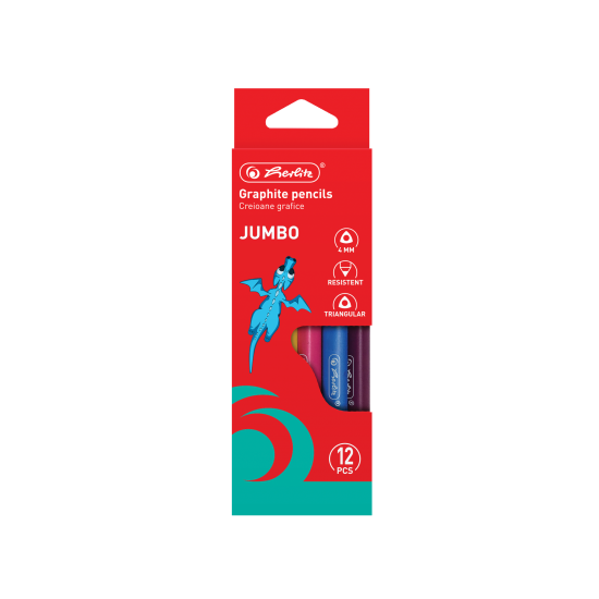 CREION GRAFIT CU RADIERA JUMBO 2B TRIUNGHIULAR 4MM SET12