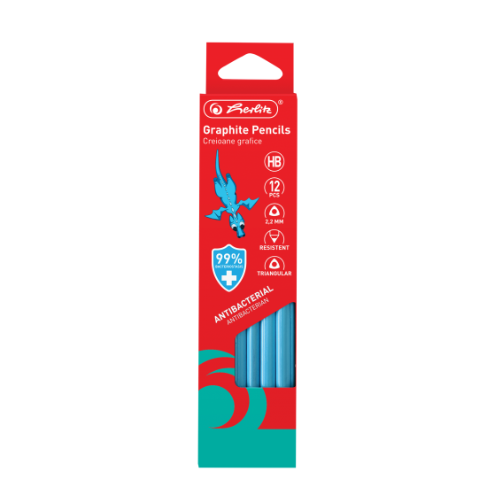 CREION GRAFIT HB BACTERIOSTATIC TRIUNGHIULAR CORP ALBASTRU 2.2MM SET12