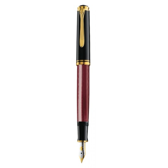 STILOU SOUVERAN M400 M,PENITA AUR 14K,ACCESORII PLACATE CU AUR,CORP NEGRU-ROSU STILOU SOUVERAN M400 M,PENITA AUR 14K,ACCESORII PLACATE CU AUR,CORP NEGRU-ROSU