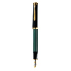 STILOU SOUVERAN M600 M,PENITA AUR14K,ACCESORII PLACATE CU AUR,CORP NEGRU-VERDE