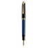 STILOU SOUVERAN M600 M,PENITA AUR 14K,ACCESORII PLACATE CU AUR,NEGRU-ALBASTRU