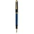 STILOU SOUVERAN M600 F,PENITA AUR 14K,ACCESORII PLACATE CU AUR,NEGRU-ALBASTRU