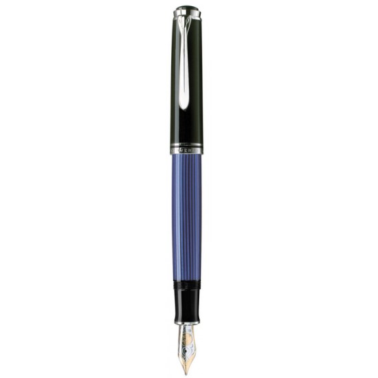 STILOU SOUVERAN M805 F, PENITA AUR 18K, PLACAT CU PALADIU, CORP NEGRU-ALBASTRU