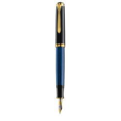 STILOU SOUVERAN M800 F PENITA AUR 18K,ACCESORII PLACATE CU AUR,CORP NEGRU-ALBASTRU