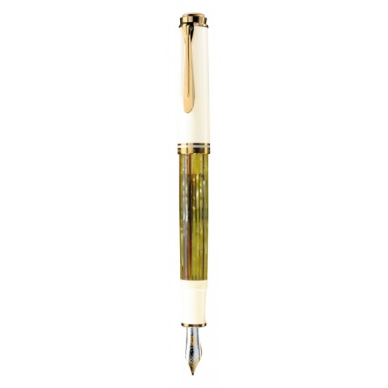 STILOU SOUVERAN M400 EF,PENITA AUR 14K,ACCESORII PLACATE CU AUR,CORP ALB-VERDE STILOU SOUVERAN M400 EF,PENITA AUR 14K,ACCESORII PLACATE CU AUR,CORP ALB-VERDE