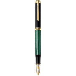STILOU SOUVERAN M1000 B,PENITA AUR18K,ACCESORII PLACATE CU AUR,CORP NEGRU-VERDE