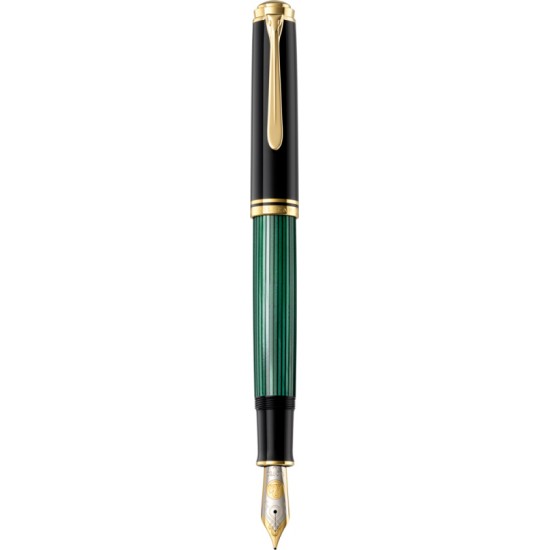 STILOU SOUVERAN M1000 B,PENITA AUR18K,ACCESORII PLACATE CU AUR,CORP NEGRU-VERDE STILOU SOUVERAN M1000 B,PENITA AUR18K,ACCESORII PLACATE CU AUR,CORP NEGRU-VERDE