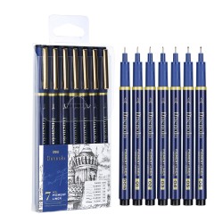 SET 7 BUC LINER GRAFIC (0.2, 0.25, 0.3, 0.35,0.4, 0.45, 0.5MM) DELI