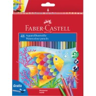 CREIOANE COLORATE ACUARELA 48 BUC + PENSULA FABER-CASTELL