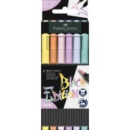 BRUSH PENS BLACK EDITION SET 6 CULORI PASTEL FABER-CASTELL