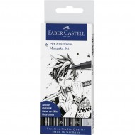 PITT ARTIST PEN MANGA SET 6 NEGRU FABER-CASTELL