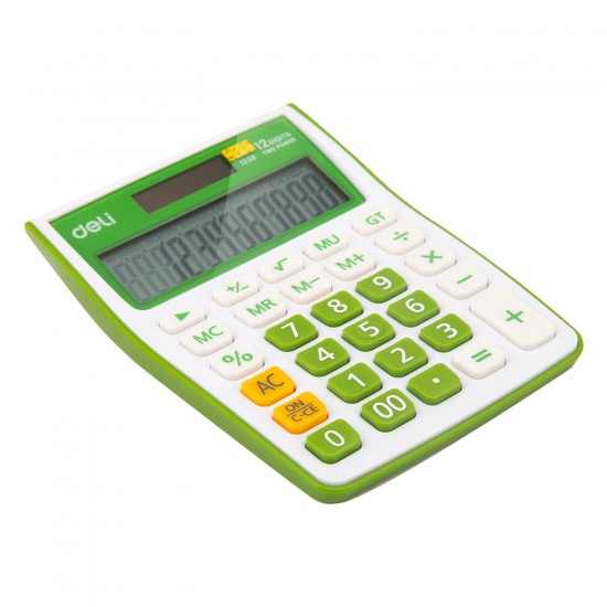 CALCULATOR BIROU 12DIG ALB-VERDE 1238 DELI CALCULATOR BIROU 12DIG ALB-VERDE 1238 DELI