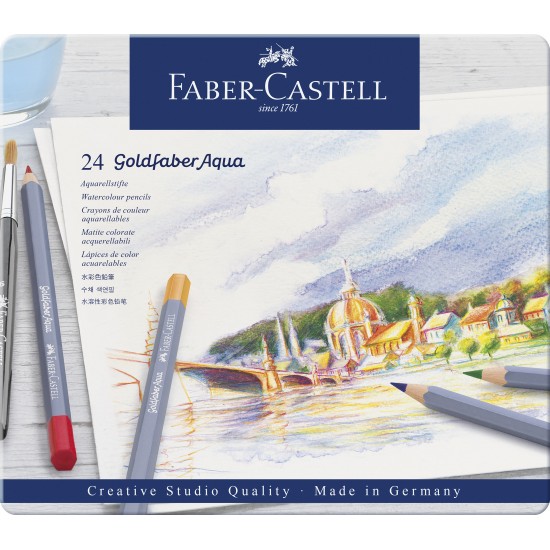 CREIOANE COLORATE AQUARELLE 24 CULORI GOLDFABER CUT. METAL FABER-CASTELL