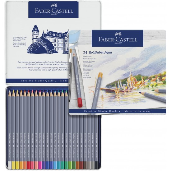 CREIOANE COLORATE AQUARELLE 24 CULORI GOLDFABER CUT. METAL FABER-CASTELL
