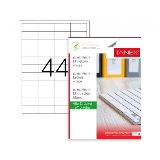 ETICHETE 44/A4 48.5*25.4MM COLTURI DREPTE 100/TOP TANEX