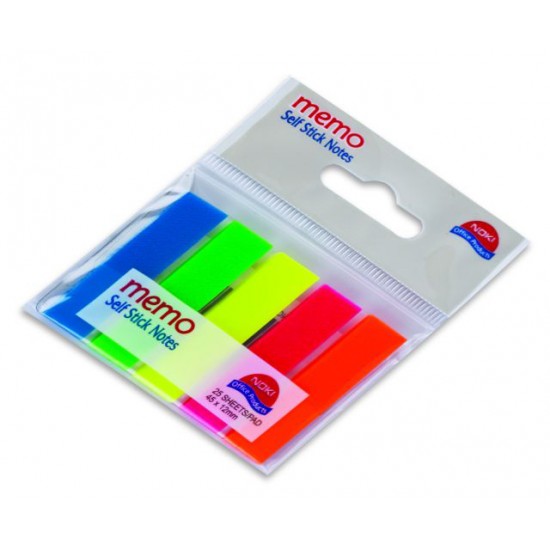 INDEX ADEZIV PLASTIC 12*45MM SET 5 CULORI NOKI