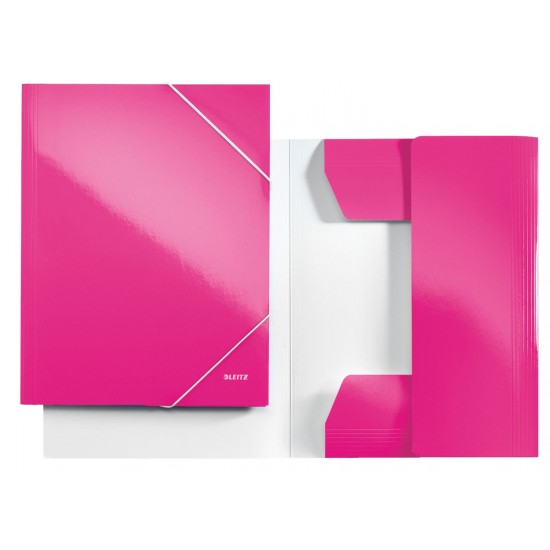 MAPA CARTON CU ELASTIC ROZ METALIZAT WOW LEITZ