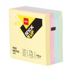 NOTES ADEZIV 76*76MM 4 CULORI PASTEL 400 FILE DELI