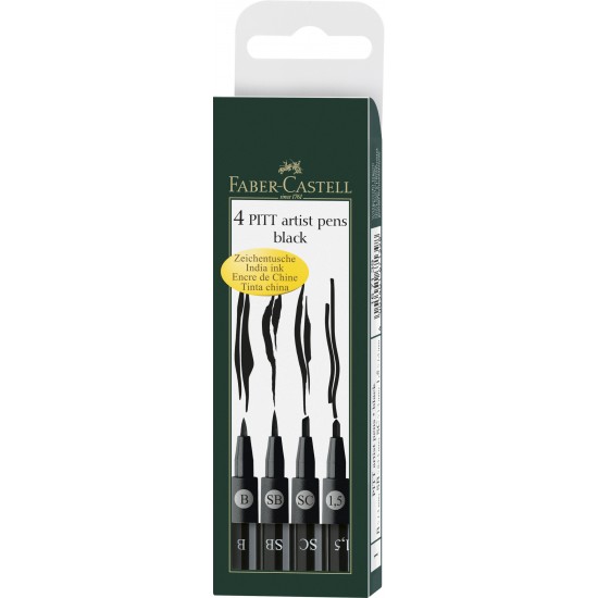 PITT ARTIST PEN SET 4 BUC NEGRU FABER-CASTELL PITT ARTIST PEN SET 4 BUC NEGRU FABER-CASTELL