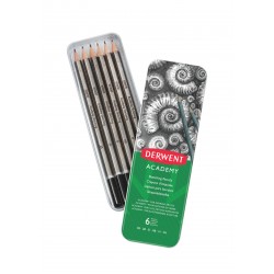SET 6 BUC CREIOANE GRAFIT 3B-2H CUTIE METAL DERWENT ACADEMY